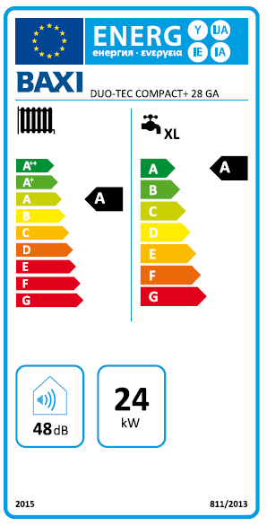 etichetta energetica caldaia murale a condensazione baxi duotec compact 28 kw